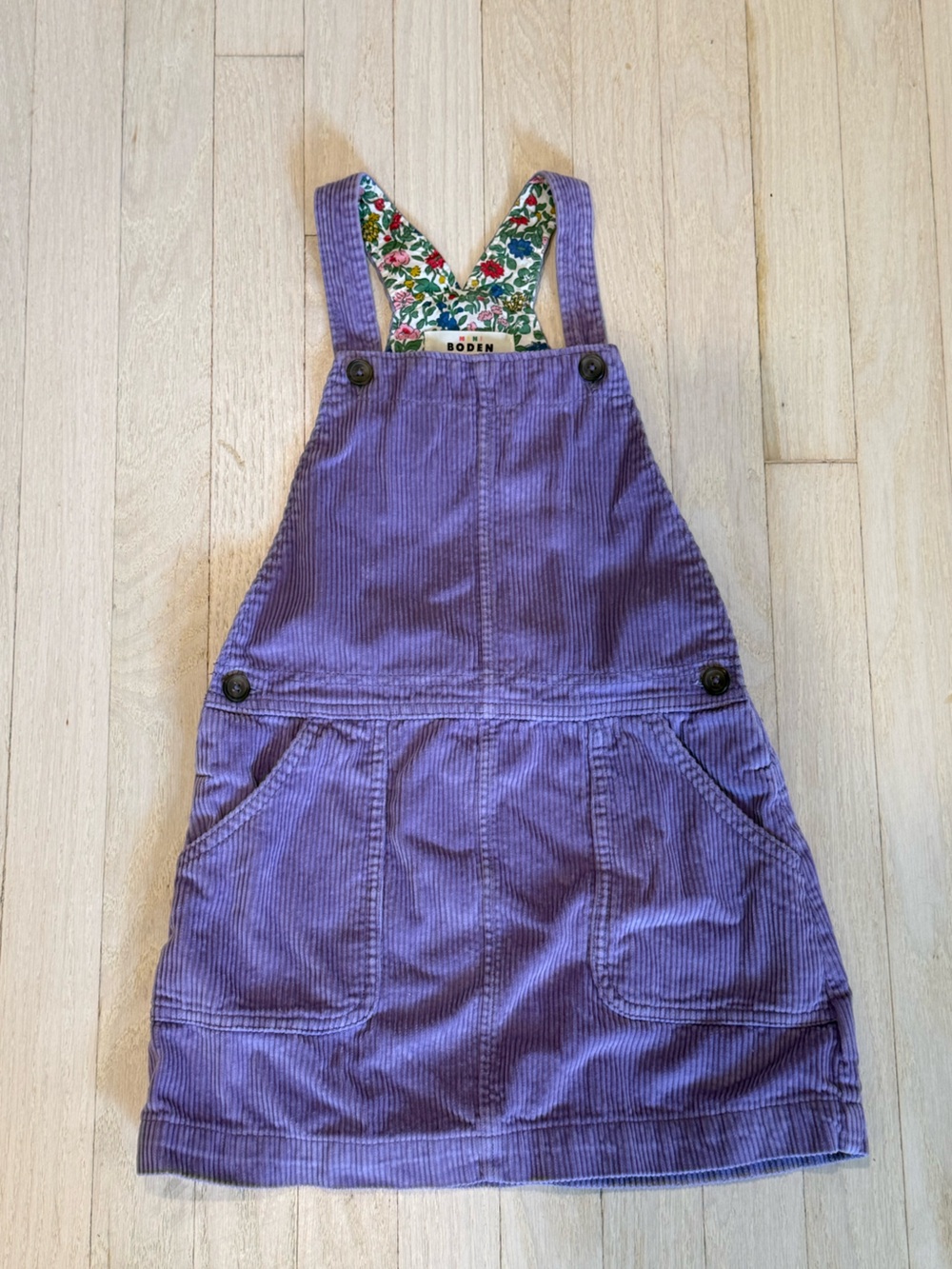 Mini Boden Purple Corduroy Kids Overall Dress